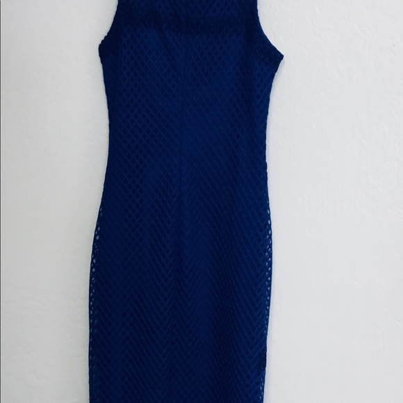 River island Mesh Bodycon Cobalt Blue Dress - Picture 5 of 8